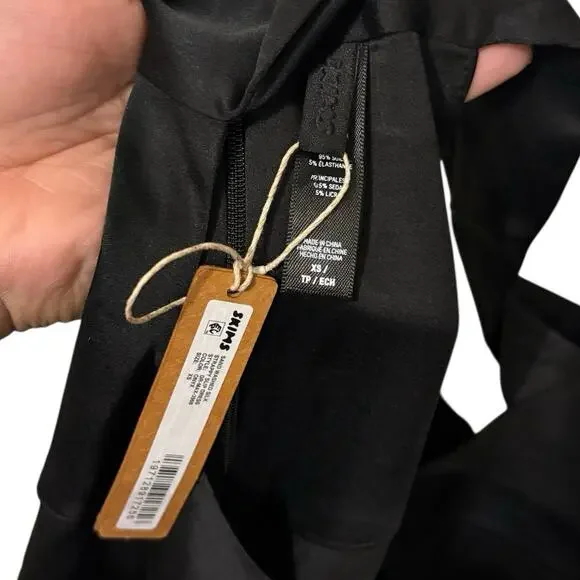 New Skims Black Sand Washed Cut Out Silk Strappy Slip Maxi Dress Size XS - Picture 6 of 6